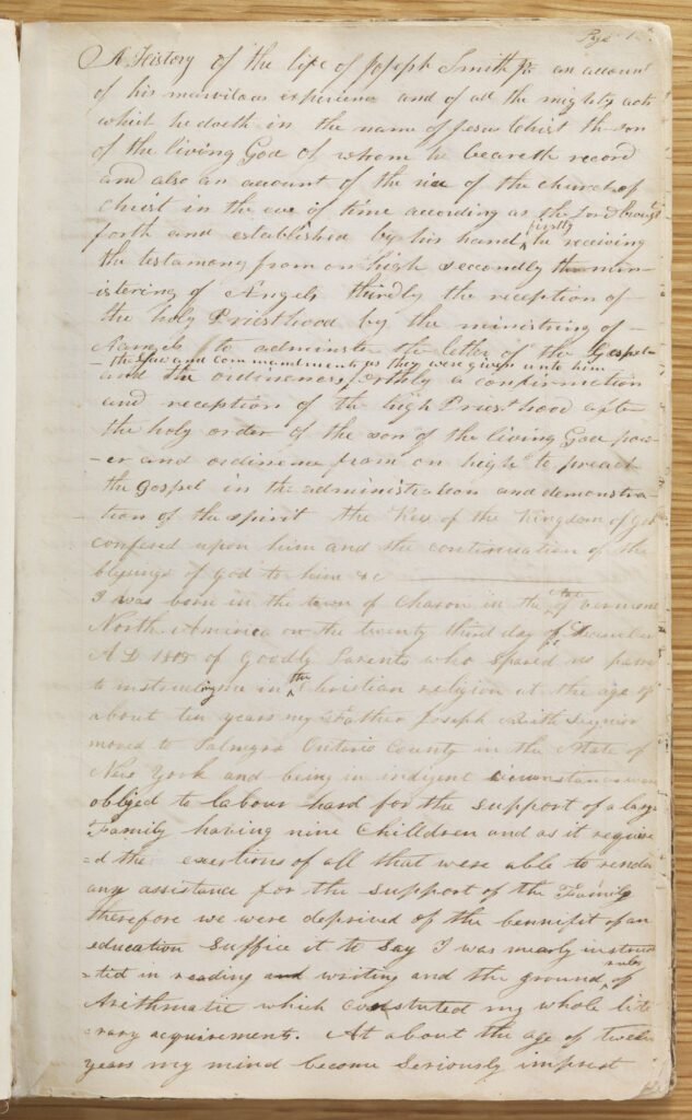 Manuscript of the 1832 First Vision Account